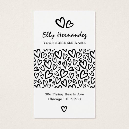 Modern Script Heart Earring Juwelier Display Card (Rückseite)