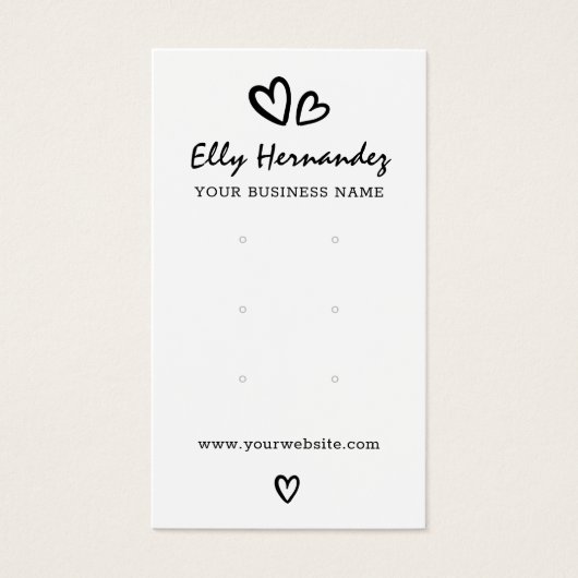 Modern Script Heart Earring Juwelier Display Card (Vorderseite)