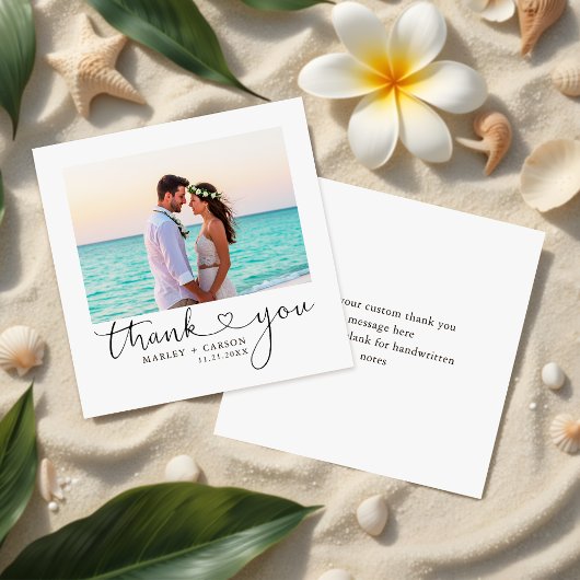 MODERN Script Heart Wedding Foto Budget Vielen Dan Mitteilungskarte