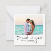 MODERN Script Heart Wedding Foto Budget Vielen Dan Mitteilungskarte (Vorderseite)