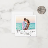 MODERN Script Heart Wedding Foto Budget Vielen Dan Mitteilungskarte (Vorderseite/Rückseite Beispiel)