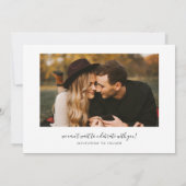 Modern Script Heart White Curved Frame Photo Save The Date (Rückseite)