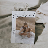 Modern Script Heart White Wedding  Dankeskarte