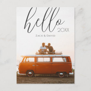 Modern Script Hello Happy New Year Foto Postkarte