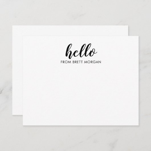 Modern Script Hello Name Typografie Mitteilungskarte (Vorne/Hinten)