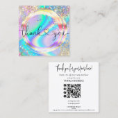 modern script holographic thank you for your order quadratische visitenkarte (Vorne/Hinten)