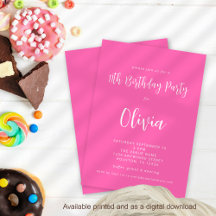 Modern Script Hot Pink 11. Geburtstagsparty