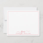Modern Script Hot Pink Monogram Initials Mitteilungskarte (Vorderseite)