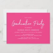 Modern Script Hot Pink Photo Graduation Party Einladung (Rückseite)