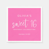 Modern Script Hot Pink Sweet Birthday Party Serviette (Vorderseite)