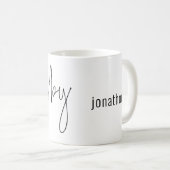 Modern Script Hubby Name Schwarz-weiß Kaffeetasse (VorderseiteRechts)