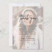 Modern Script Imitats Vellum Overlay Foto Abschlus Dankeskarte (Vorderseite)