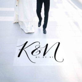 Modern Script Initial Logo Wedding Floor Decals Bodenaufkleber