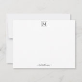 Modern Script Initial Monogram Black Note Card Mitteilungskarte (Vorderseite)