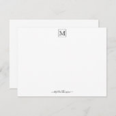 Modern Script Initial Monogram Black Note Card Mitteilungskarte (Vorne/Hinten)