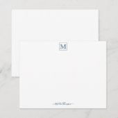 Modern Script Initial Monogram Navy Blau Mitteilungskarte (Vorne/Hinten)