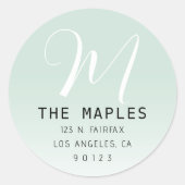 Modern Script Initial Rücksendeadresse | Green Omb Runder Aufkleber (Vorderseite)
