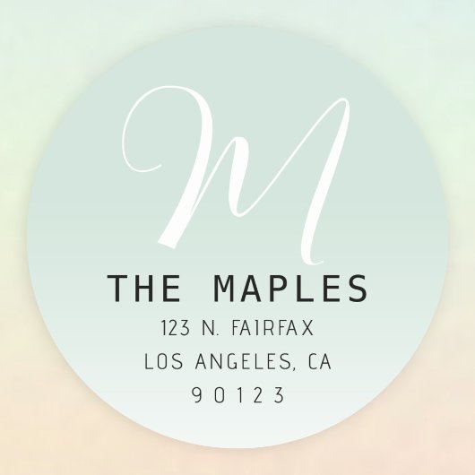 Modern Script Initial Rücksendeadresse | Green Omb Runder Aufkleber