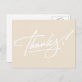 Modern Script Ivory Danke You Card Postkarte (Vorne/Hinten)