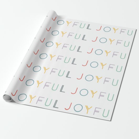 Modern Script Joyful Pastel Holiday Wrapping Paper Geschenkpapier (Ungerollt)