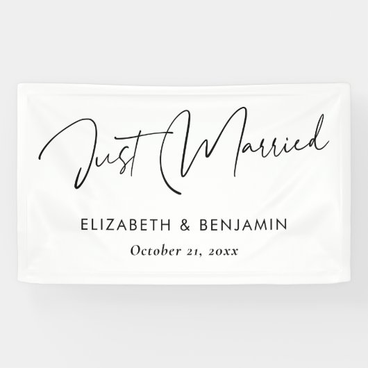 Modern Script 'Just Married' Banner - Personalisie (Horizontal)