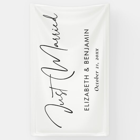 Modern Script 'Just Married' Banner - Personalisie (Vertikal)