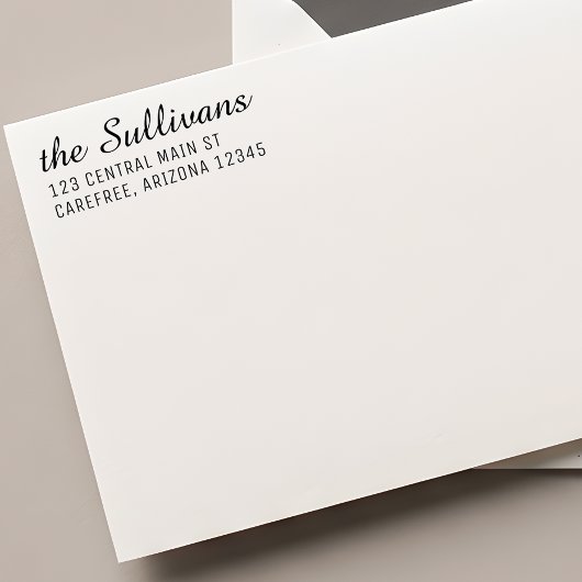 Modern Script Left Aligned Return Address Permastempel