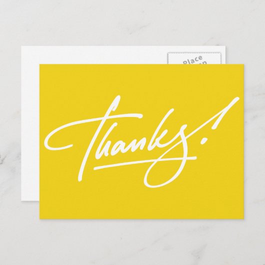 Modern Script Lemon Yellow Dankeschön Karte (Vorne/Hinten)
