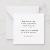 Modern Script Letting Budget Mini Danke Karte (Rückseite)