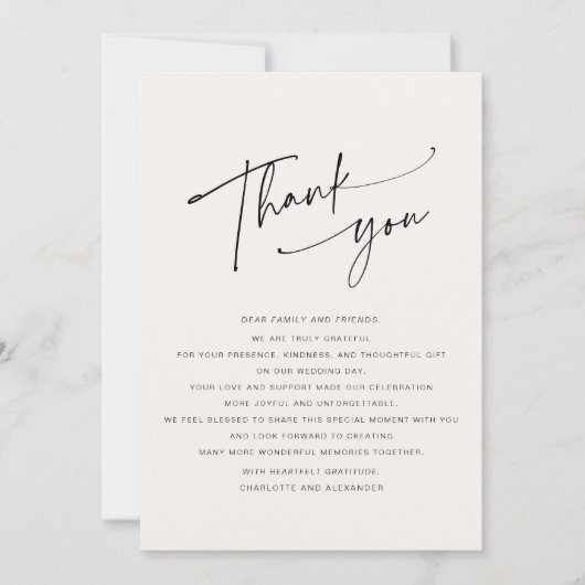 Modern Script Light Pink Wedding Danke Karte (Vorderseite)