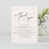 Modern Script Light Pink Wedding Danke Karte (Stehend Vorderseite)