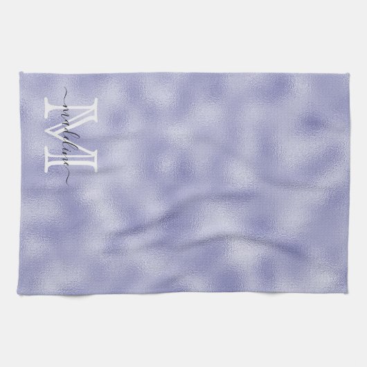 Modern Script Lila Foil Monogram Geschirrtuch (Horizontal)