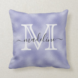Modern Script Lila Foil Monogram Kissen