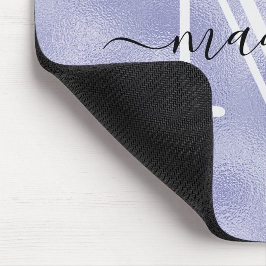 Modern Script Lila Foil Monogram Mousepad (Ecke)