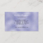 Modern Script Lila Foil Monogram Visitenkarte (Rückseite)