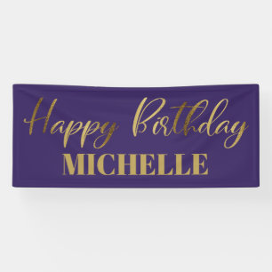 Modern Script Lila Gold Alles Gute zum Geburtstag Banner