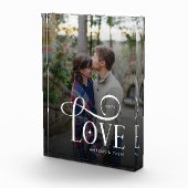 Modern Script Love Custom Engaged Couples Photo Fotoblock (Rechts)