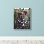 Modern Script Love Custom Engaged Couples Photo Leinwanddruck (Insitu (Holzboden))