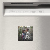 Modern Script Love Custom Engaged Couples Photo Magnet (In Situ (Geschirrspüler))