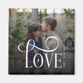 Modern Script Love Custom Engaged Couples Photo Magnet (Vorne)