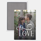 Modern Script Love Custom Engaged Couples Photo Magnet (Vorderseite/Rückseite)