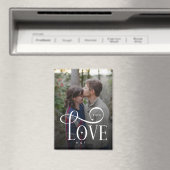 Modern Script Love Custom Engaged Couples Photo Magnet (In Situ (Geschirrspüler))