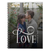 Modern Script Love Custom Engaged Couples Photo Notizblock (Vorderseite)