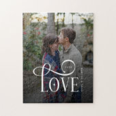 Modern Script Love Custom Engaged Couples Photo Puzzle (Vertikal)