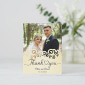 Modern Script Love Heart Wedding Flat Thank You Po Postkarte (Stehend Vorderseite)