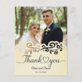 Modern Script Love Heart Wedding Flat Thank You Po Postkarte (Vorderseite)