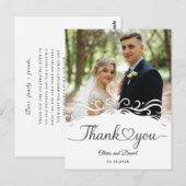 Modern Script Love Heart Wedding Flat Thank You Postkarte (Vorne/Hinten)