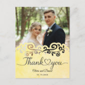 Modern Script Love Heart Wedding Flat Thank You Postkarte (Vorderseite)