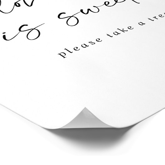 Modern Script Love is Sweet Wedding Sign Poster (Ecke)