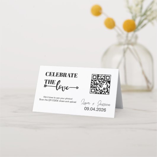 Modern Script Love QR Code Note Card Treuekarte (Vorderseite)